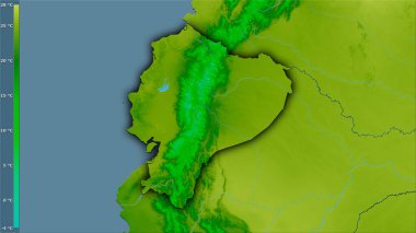 Efsanevi stereografik projeksiyondaki Ekvador bölgesinde yıllık ortalama sıcaklık - koyu parlak dış hatlı raster tabakalarının ham bileşimi
