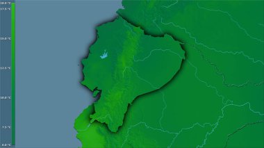 Efsanevi stereografik projeksiyondaki Ekvador bölgesindeki ortalama yıllık sıcaklık değişkeni - koyu renkli çizgili raster tabakalarının ham bileşimi