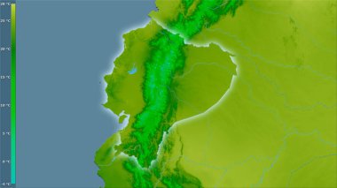 Efsanevi stereografik projeksiyondaki Ekvador bölgesinde yıllık ortalama sıcaklık - ışık yansıması olan raster tabakalarının ham bileşimi