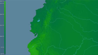 Efsanevi stereografik projeksiyondaki Ekvador bölgesindeki ortalama yıllık sıcaklık değişimi - raster katmanlarının ham bileşimi