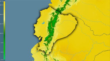 Efsanevi stereografik projeksiyondaki Ekvador bölgesinin en soğuk çeyreğinin ortalama sıcaklığı - koyu parlak çizgili raster tabakalarının ham bileşimi