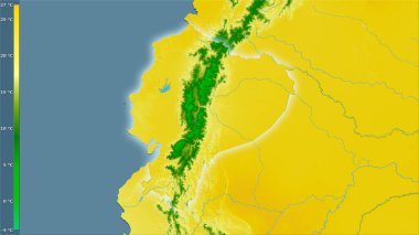 Efsanevi stereografik projeksiyondaki Ekvador bölgesinin en soğuk çeyreğinin ortalama sıcaklığı - ışık yansıması olan raster tabakalarının ham bileşimi