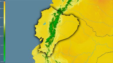 Efsanevi stereografik projeksiyonda Ekvador bölgesinin en sıcak çeyreğinin ortalama sıcaklığı - koyu parlak dış hatlı raster tabakalarının ham bileşimi