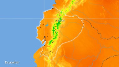Stereografik projeksiyondaki yıllık sıcaklık haritasında Ekvador alanı - ana bileşim