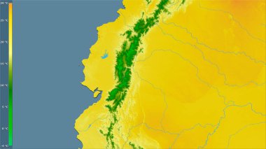 Efsanevi stereografik projeksiyonda Ekvador bölgesinin en sıcak çeyreğinin ortalama sıcaklığı - raster tabakalarının ham bileşimi