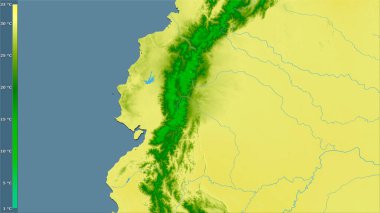 Efsanevi stereografik projeksiyonda Ekvador bölgesindeki en sıcak ayın maksimum sıcaklığı - raster tabakalarının ham bileşimi