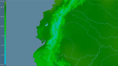 Efsanevi stereografik projeksiyondaki Ekvador bölgesinin en düşük sıcaklığı - raster katmanlarının ham bileşimi