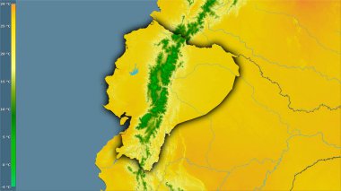 Efsanevi stereografik projeksiyonda Ekvador bölgesinin en sıcak çeyreğinin ortalama sıcaklığı - koyu parlak dış hatlı raster tabakalarının ham bileşimi