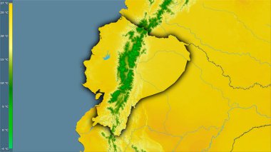 Efsanevi stereografik projeksiyonda Ekvador bölgesinin en sıcak çeyreğinin ortalama sıcaklığı - koyu parlak dış hatlı raster tabakalarının ham bileşimi