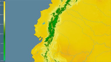 Efsanevi stereografik projeksiyonda Ekvador bölgesinin en sıcak çeyreğinin ortalama sıcaklığı - raster tabakalarının ham bileşimi