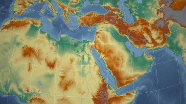 Mısır. Mahalle - ülkenin dış hatlarıyla uzak perspektif. topografik yardım haritası