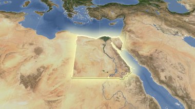 Mısır ve mahallesi. Uzak eğimli perspektif - şekil parlıyordu. uydu resimleri