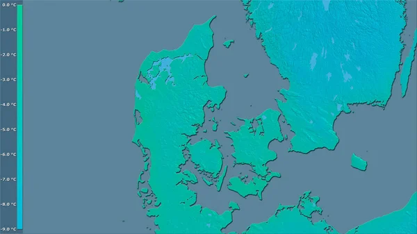 Temperatura Mínima Mês Mais Frio Dentro Área Dinamarca Projeção Estereográfica — Fotografia de Stock