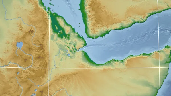 Djibouti Bairro Perspectiva Distante Com Esboço País Cor Mapa Físico — Fotografia de Stock