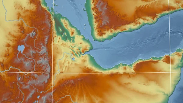 Djibouti Grannskap Avlägset Perspektiv Utan Konturer Topografisk Hjälpkarta — Stockfoto