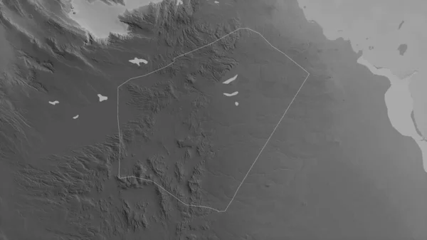 サビエフ ジブチの地域 湖や川とグレースケールの地図 形状は その国の領域に対して概説 3Dレンダリング — ストック写真