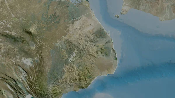 Obock Região Djibouti Imagens Satélite Forma Delineada Contra Sua Área — Fotografia de Stock