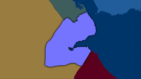 Gebiet Dschibuti Auf Der Karte Der Verwaltungsbezirke Der Stereographischen Projektion — Stockfoto