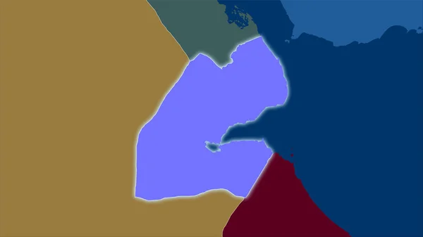 Zone Djibouti Sur Carte Des Divisions Administratives Dans Projection Stéréographique — Photo