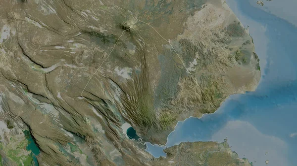 Tadjourah Region Djibouti Satellite Imagery Shape Outlined Its Country Area — Stock Photo, Image