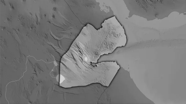 Djibouti Område Gråskala Höjd Karta Stereografisk Projektion Sammansättning Raster Lager — Stockfoto