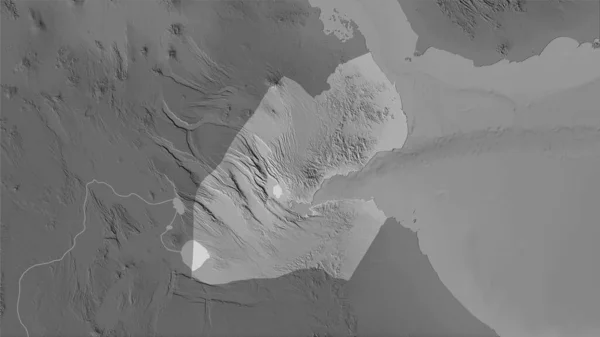 Área Djibuti Mapa Elevação Escala Cinza Projeção Estereográfica Composição Bruta — Fotografia de Stock