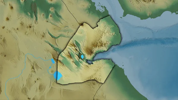 Dzsibuti Terület Topográfiai Domborzati Térképen Sztereográfiai Vetítés Nyers Összetétele Raszter — Stock Fotó