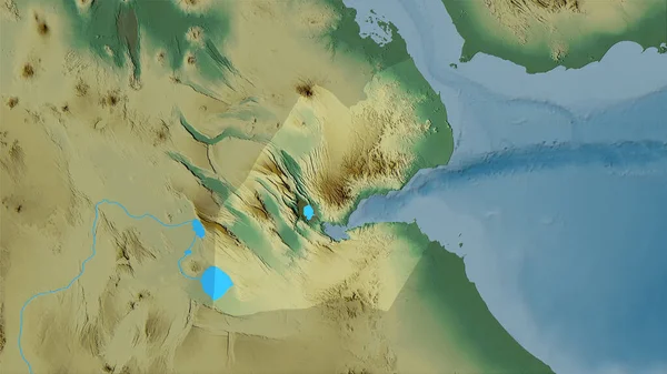 Dschibuti Gebiet Auf Der Topographischen Reliefkarte Der Stereographischen Projektion Rohzusammensetzung — Stockfoto