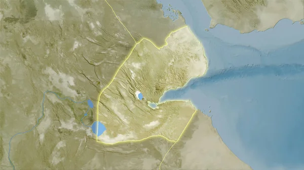 Obszar Dżibuti Mapie Satelitarnej Projekcji Stereograficznej Surowa Kompozycja Warstw Rastrowych — Zdjęcie stockowe