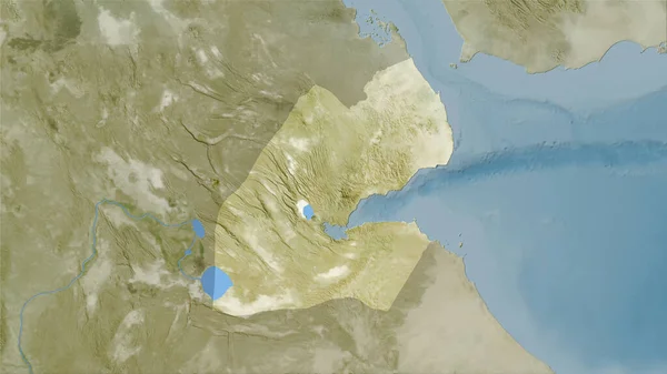 Djibouti Alanı Stereografik Projeksiyondaki Uydusu Haritasında Raster Katmanlarının Ham Bileşimi — Stok fotoğraf