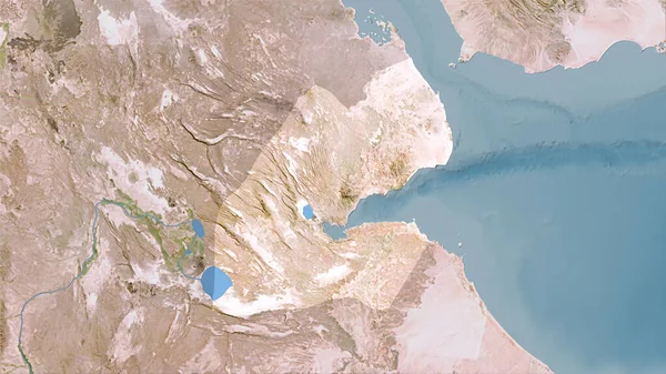Stereografik Projeksiyondaki Uydu Haritasında Cibuti Alanı Raster Katmanlarının Ham Bileşimi — Stok fotoğraf
