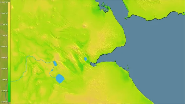 Variação Média Temperatura Diurna Dentro Área Djibuti Projeção Estereográfica Com — Fotografia de Stock