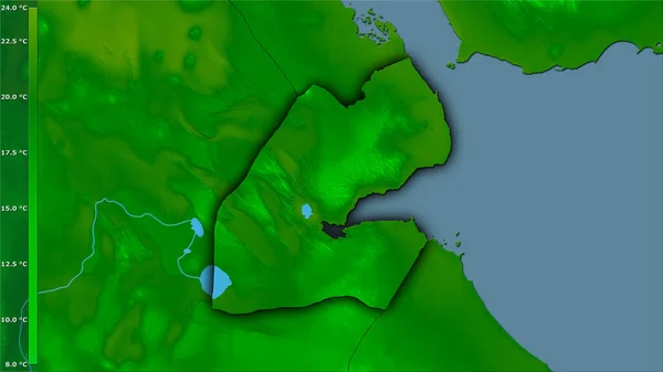 Température Minimale Mois Froid Dans Région Djibouti Dans Projection Stéréographique — Photo