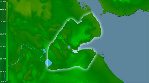 Température Minimale Mois Froid Dans Zone Djibouti Dans Projection Stéréographique — Photo