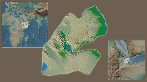 Close Djibouti Sua Localização Região Centro Mapa Mundial Grande Escala — Fotografia de Stock