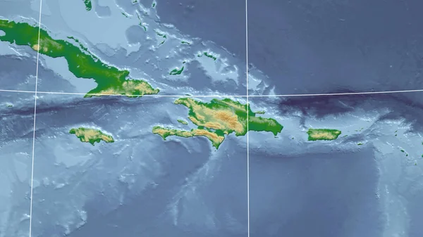 Dominikana Sąsiedztwo Odległa Perspektywa Bez Zarysu Kolor Mapa Fizyczna — Zdjęcie stockowe