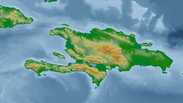 Dominicana Perspectiva Close País Sem Esboço Cor Mapa Físico — Fotografia de Stock