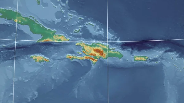 Dominikana Sąsiedztwo Odległa Perspektywa Bez Zarysu Mapa Pomocy Topograficznej — Zdjęcie stockowe