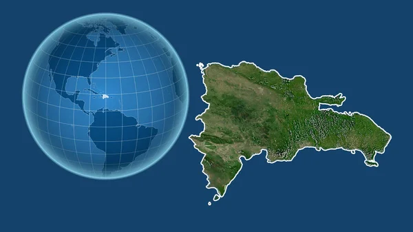 Dominicana Globo Con Forma Del Paese Mappa Ingrandita Con Suo — Foto Stock