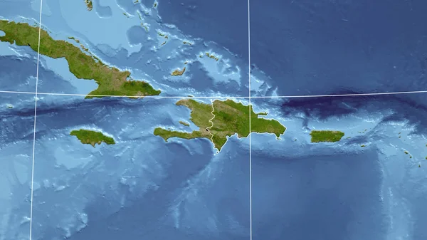 Dominicana Quartier Perspective Lointaine Avec Contour Pays Imagerie Satellite — Photo