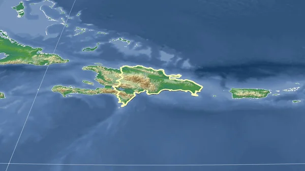 Dominicana Seu Bairro Perspectiva Oblíqua Distinta Forma Delineada Cor Mapa — Fotografia de Stock