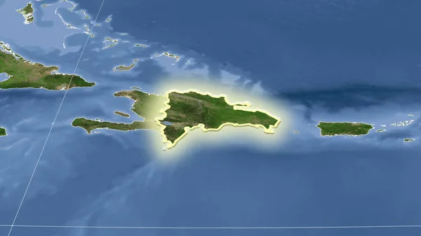 Dominicana Zijn Buurt Afstandelijk Schuin Perspectief Vorm Gloeide Satellietbeelden — Stockfoto