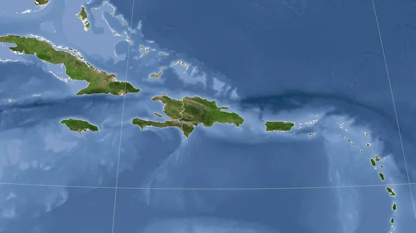 Dominicana Και Γειτονιά Του Μακρινή Πλάγια Προοπτική Χωρίς Περίγραμμα Δορυφορικές — Φωτογραφία Αρχείου