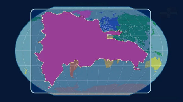 Vista Ampliada Del Esquema Dominicana Con Líneas Perspectiva Contra Mapa —  Fotos de Stock