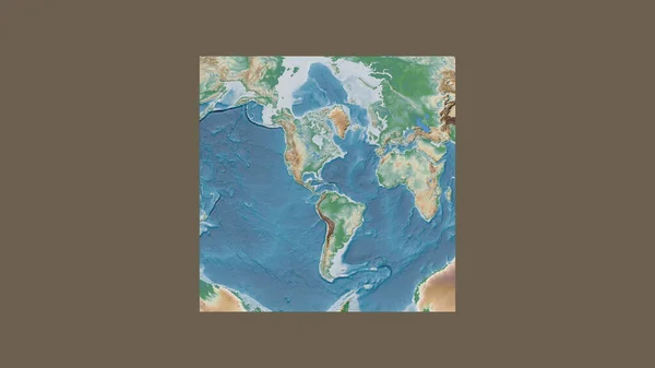 Moldura Quadrada Mapa Larga Escala Mundo Uma Projeção Van Der — Fotografia de Stock