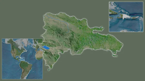 Primer Plano Dominicana Ubicación Región Centro Mapa Mundial Gran Escala — Foto de Stock