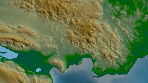 ドミニカ共和国のアズア県 湖や川と色シェーダーデータ 形状は その国の領域に対して概説 3Dレンダリング — ストック写真