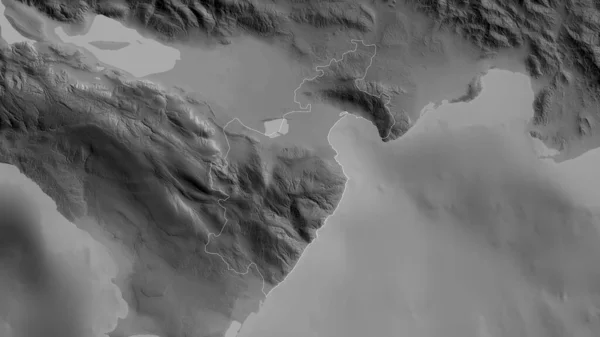 Barahona Province Dominican Republic Grayscaled Map Lakes Rivers Shape Outlined — Stock Photo, Image