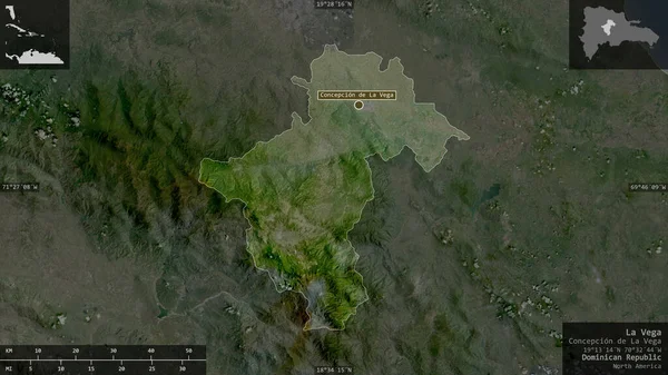 Vega Província República Dominicana Imagens Satélite Forma Apresentada Contra Sua — Fotografia de Stock