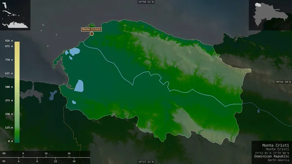 Monte Cristi Province Dominican Republic Colored Shader Data Lakes Rivers — Stock Photo, Image